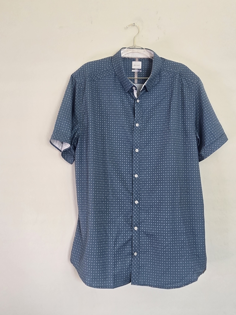 JB Holt Mens Extra Large Slate Blue Dot Geometric Performance Stretch Shirt
